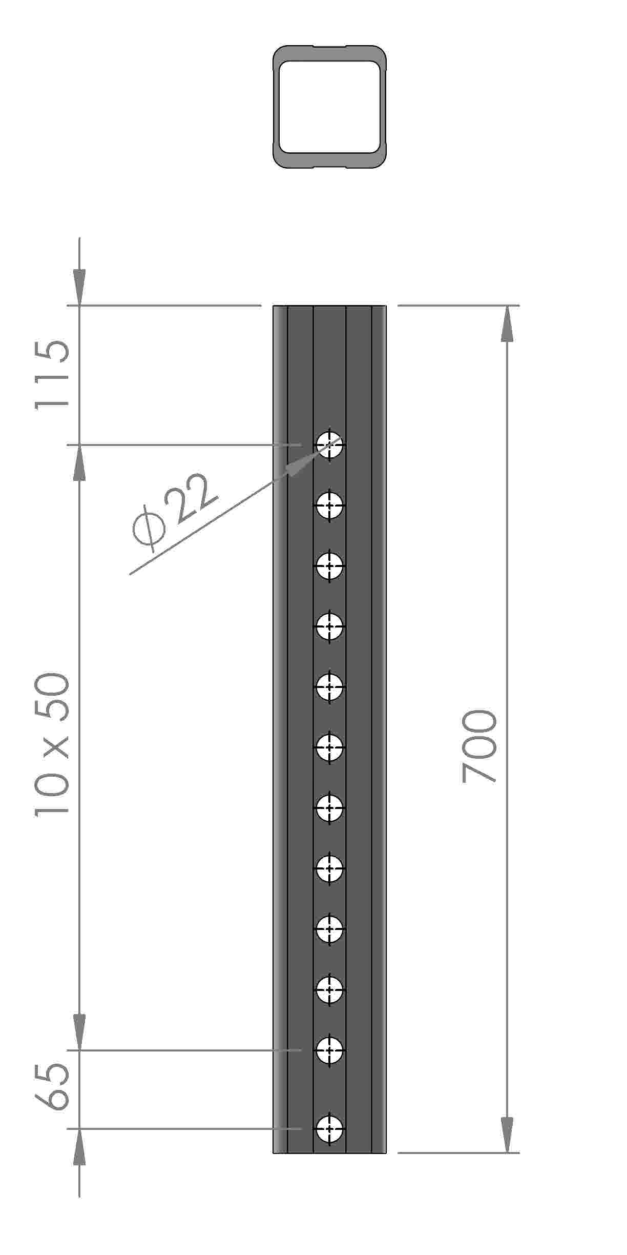 Stützrohr für Stützbein 700 mm