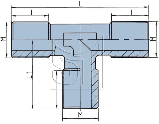 T- Verschraubung für 15 mm Rohr, seitlich M22 x 1,5 einschraubbar   