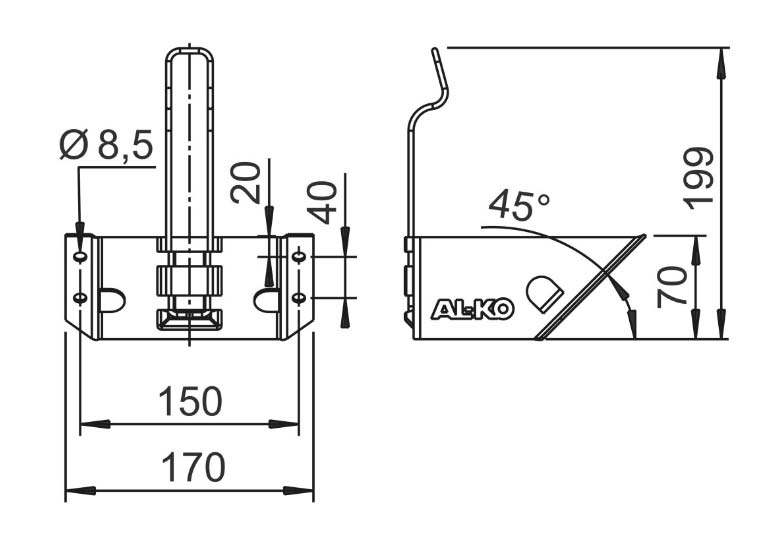 Hemmschuhhalter 120mm Stahl verzinkt 