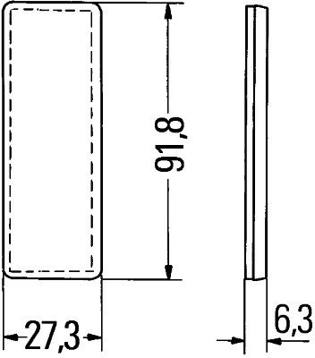 Rückstrahler rot 91x27 mm selbstklebend