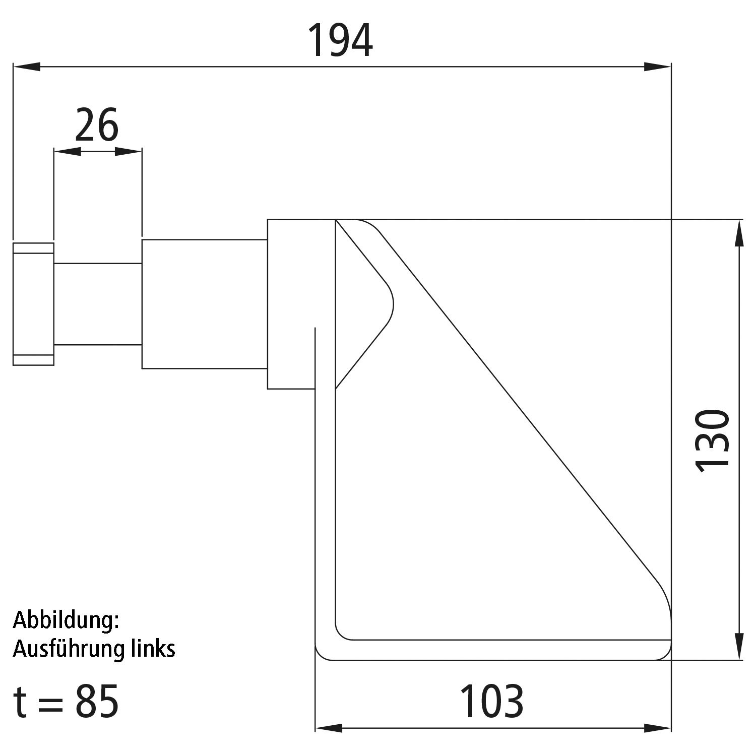 Pendelzapfen H 114 ab 4,5 t rechts 