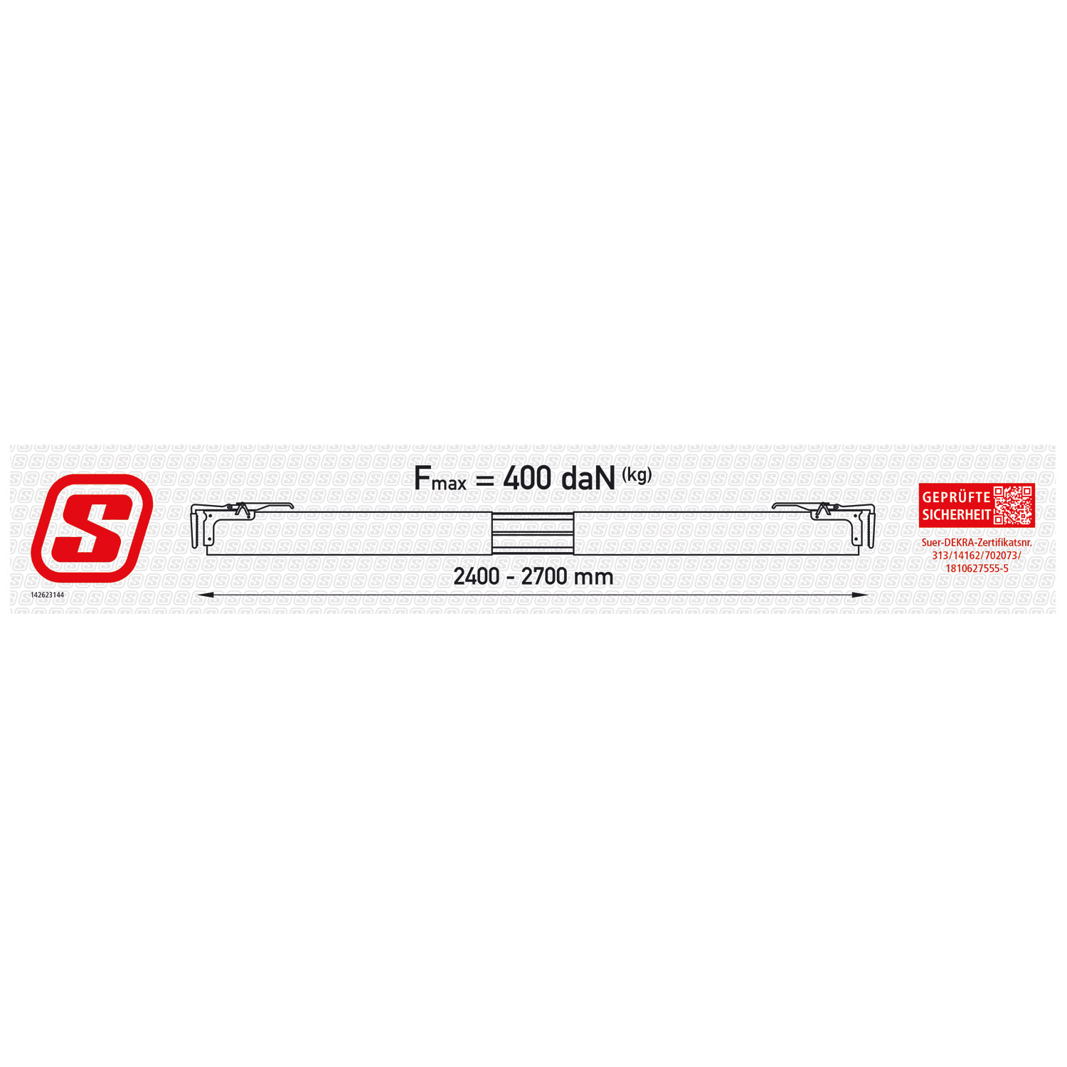 Zwischenwandverschluss ausziehbar 2400 bis 2700mm