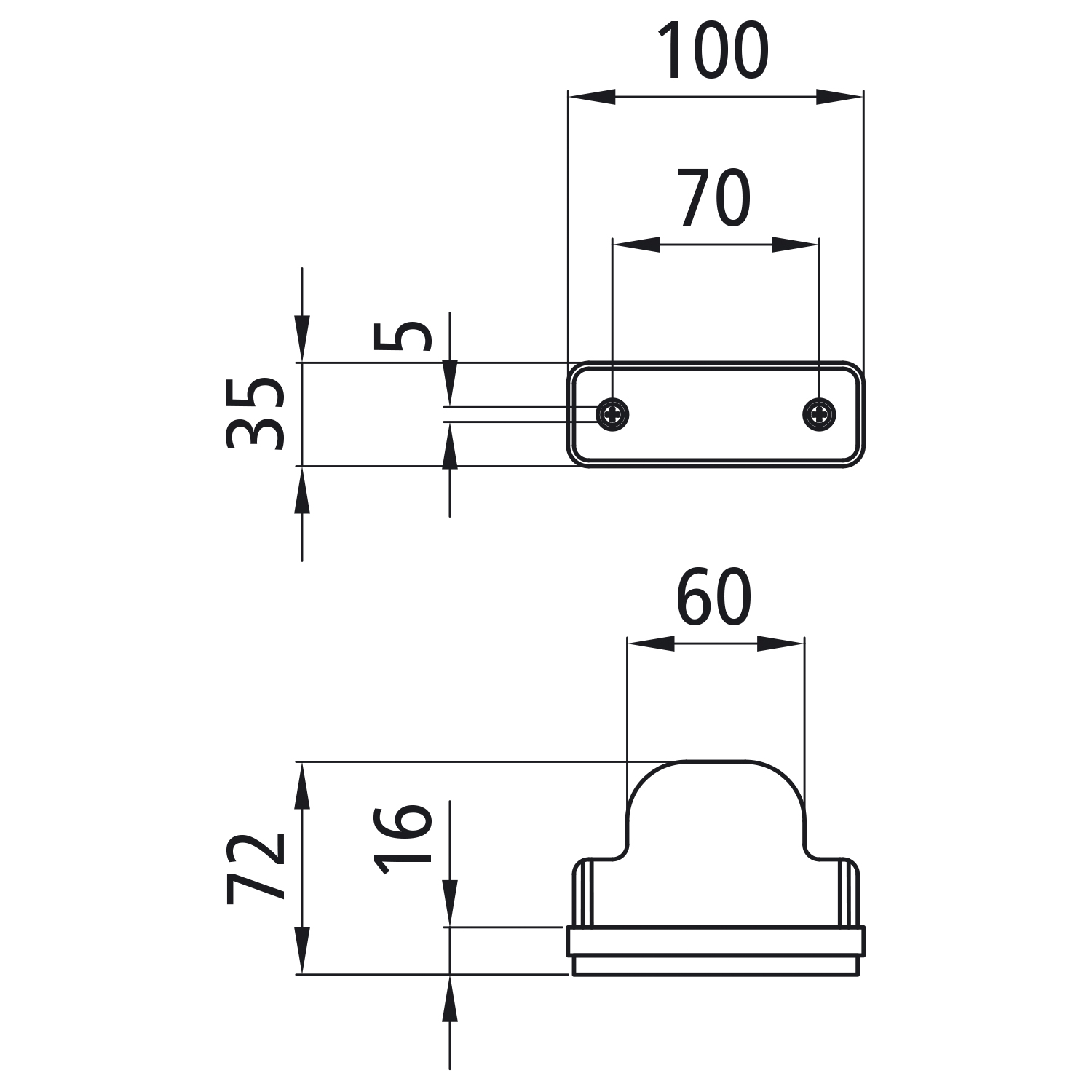 LED Seitenmarkierungsleuchte Flatpoint mit Einbaugehäuse