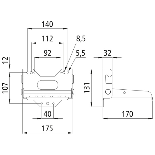 Klapptritt Trittfläche 163 x 143mm belastbar bis 130 Kg