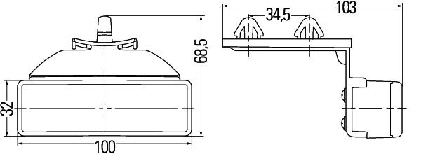 LED Seitenmarkierungsleuchte mit Winkelhalter quer