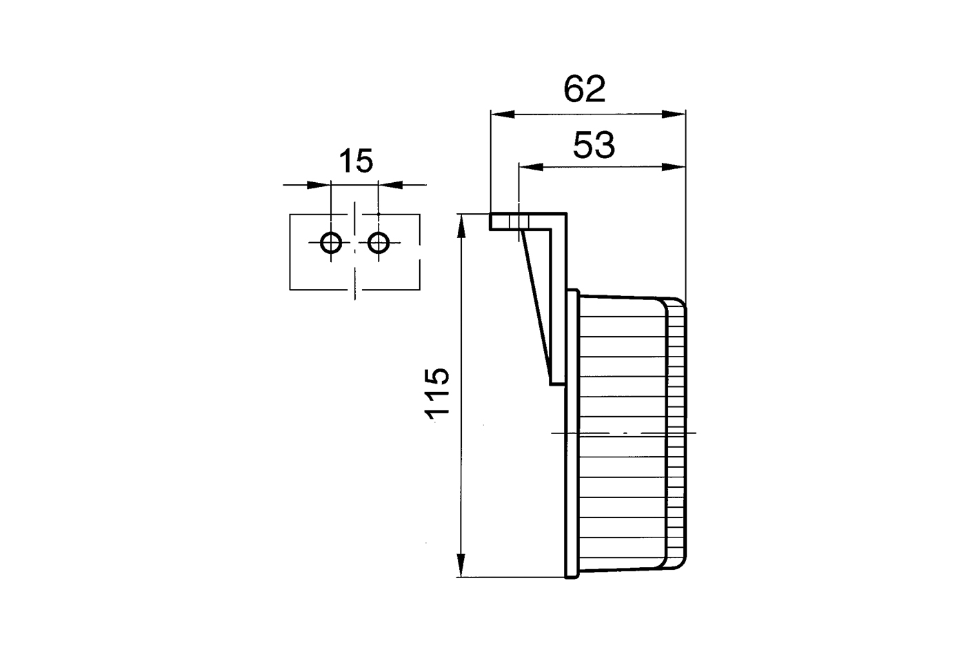 Umrissleuchte 12 / 24 Volt für linken und rechten Anbau mit Winkel- Pendelhalter