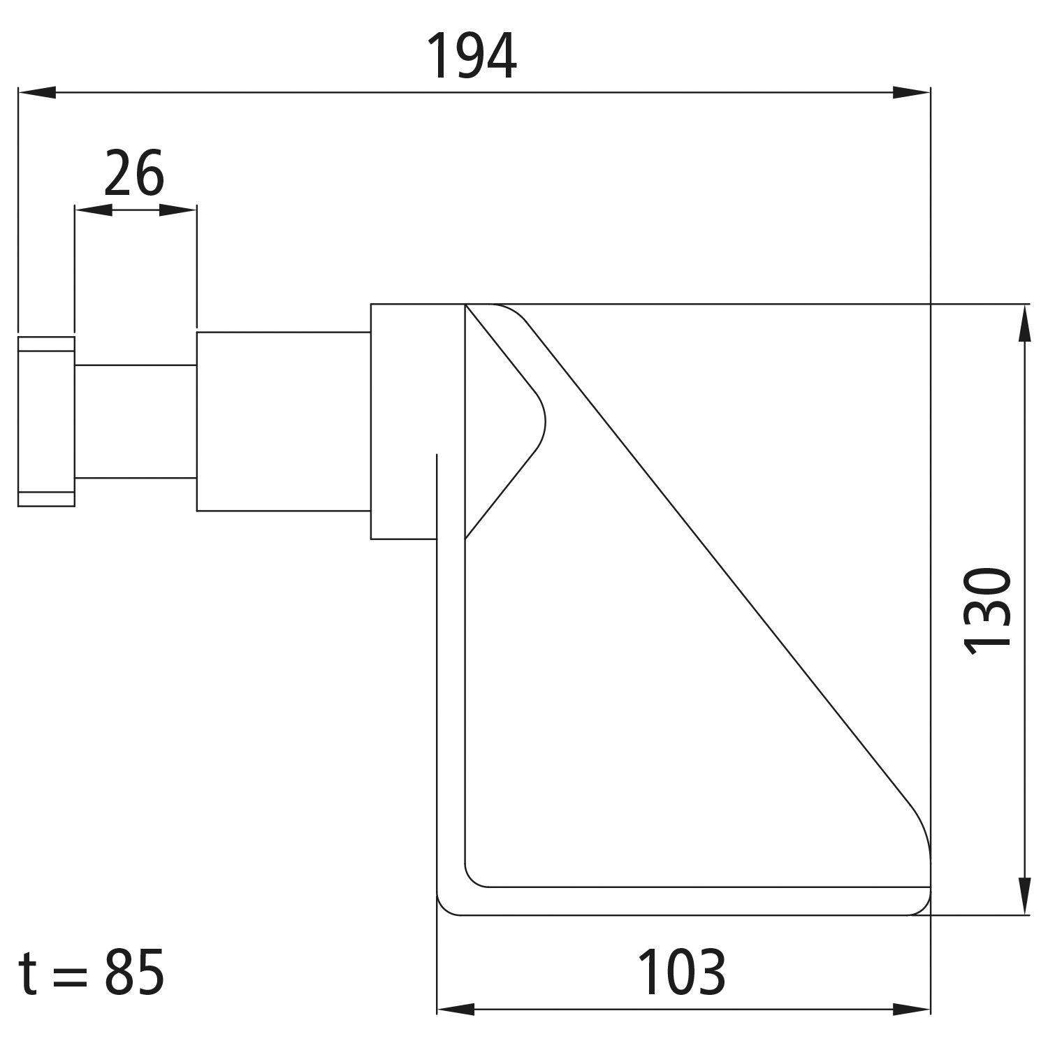 Pendelzapfen H 114 ab 4,5 t links  