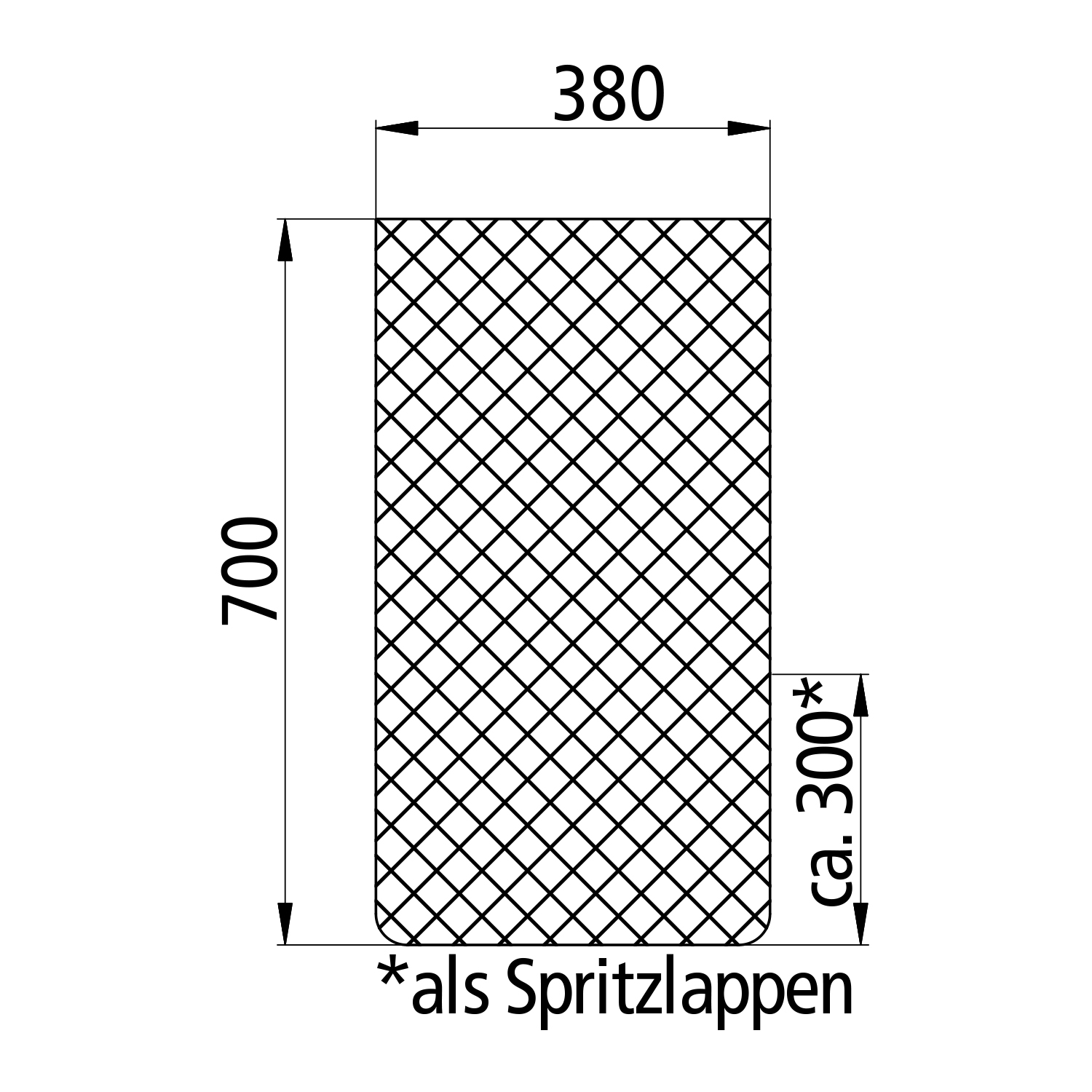 Antispray Schutzmatte mit Haarstruktur 380 x 700 mm
