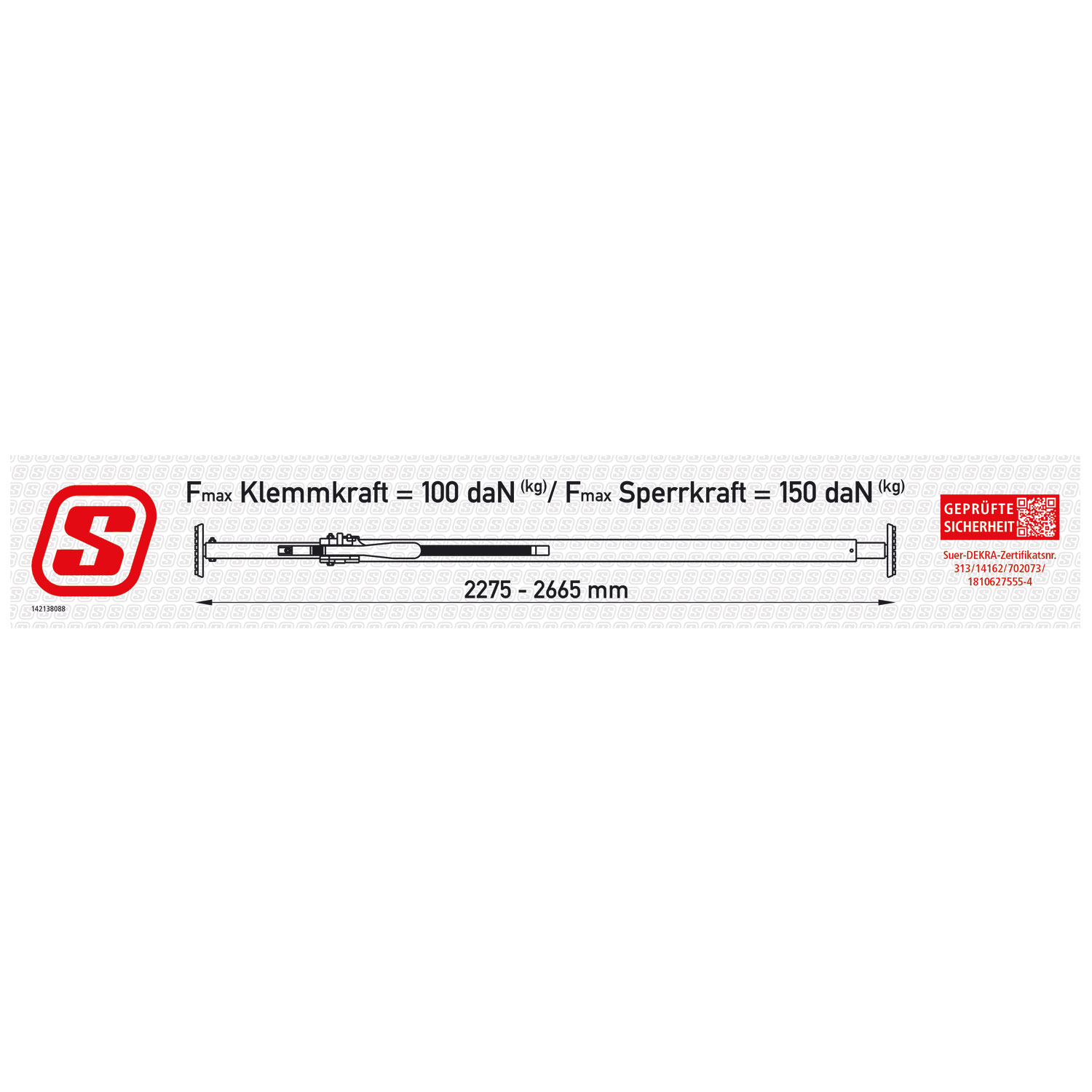 Klemmbalken 2275 bis 2665mm verstellbar 