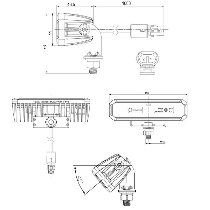 LED-Rückfahrscheinwerfer 2700/2000 Lumen LED-Rückfahrscheinwerfer 2700/2000 Lumen