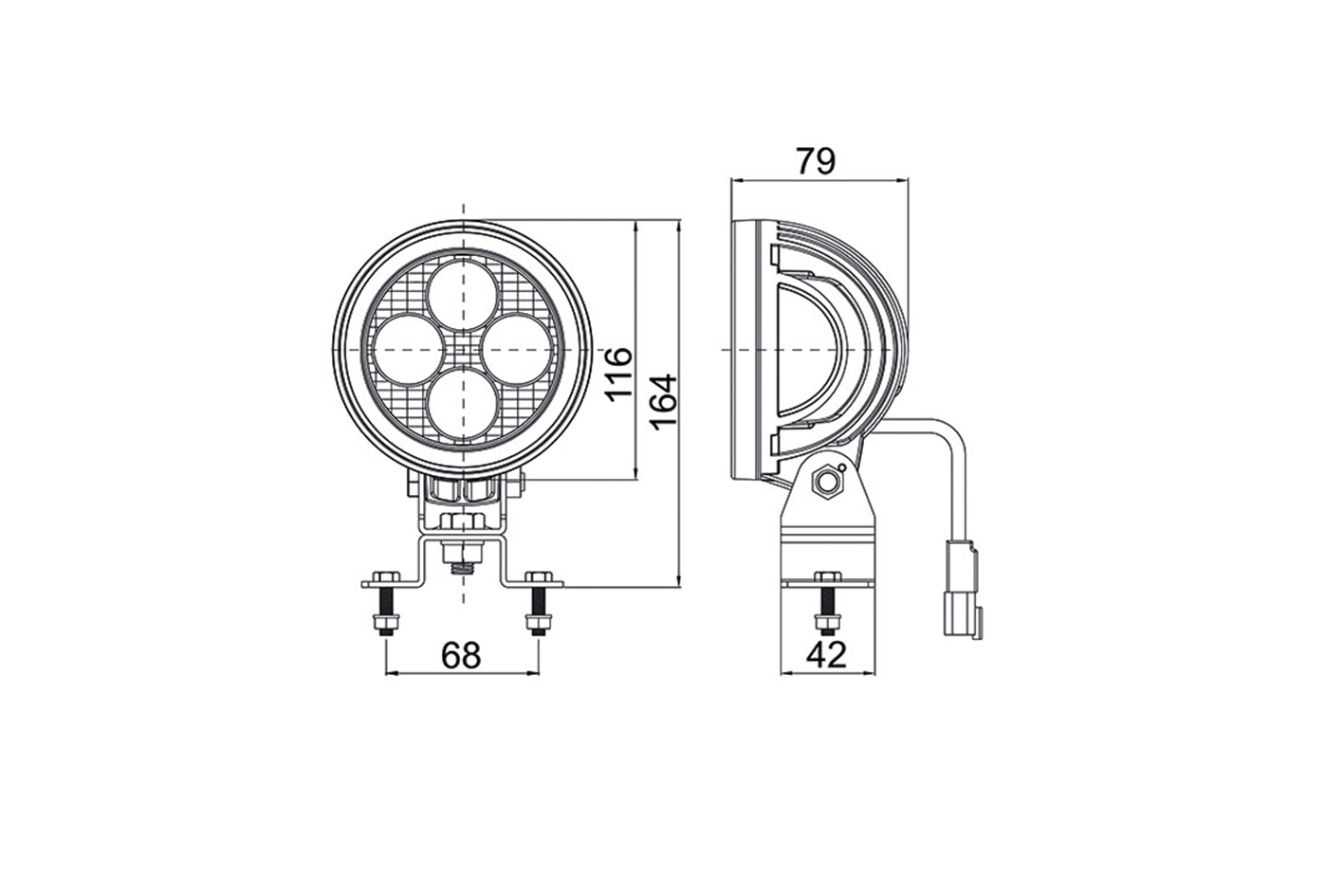 LED Arbeitsscheinwerfer rund 3600 Lumen Vibrationsfestigkeit 15 G