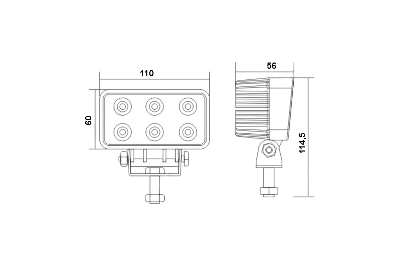 Arbeitsscheinwerfer mit 6 Leuchtdioden 1440 Lumen 