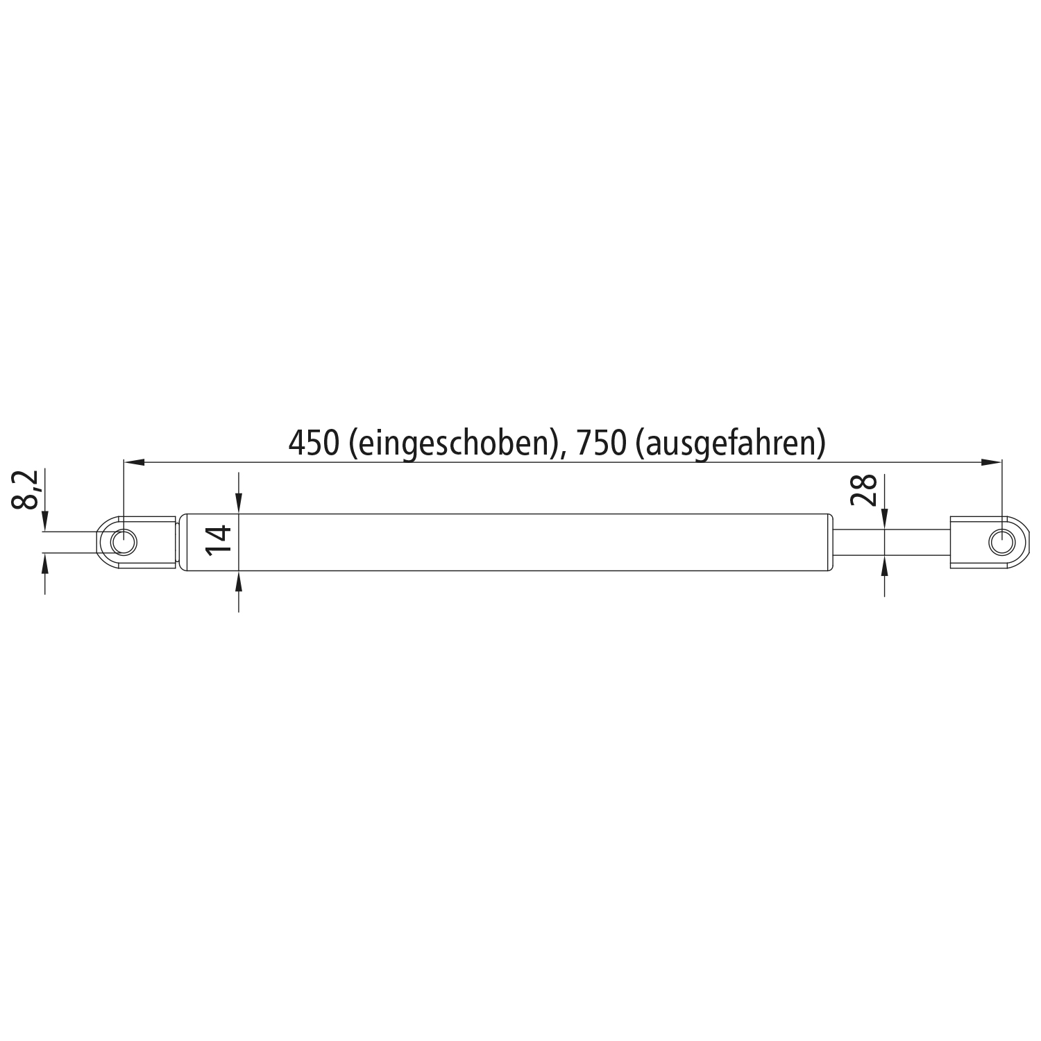 Gasdruckfeder 1250 N 