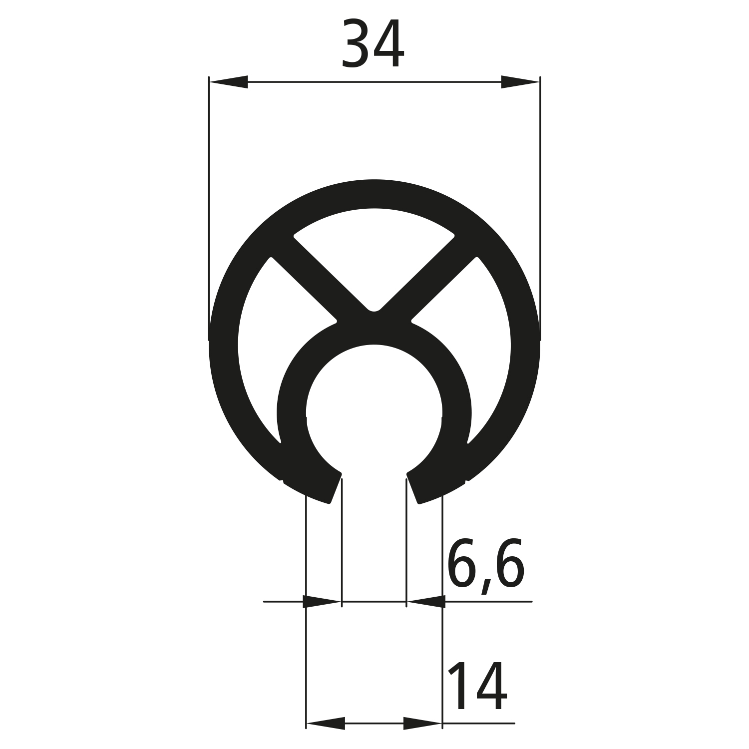 Planen-Spannrohr 34mm Länge 3300mm 