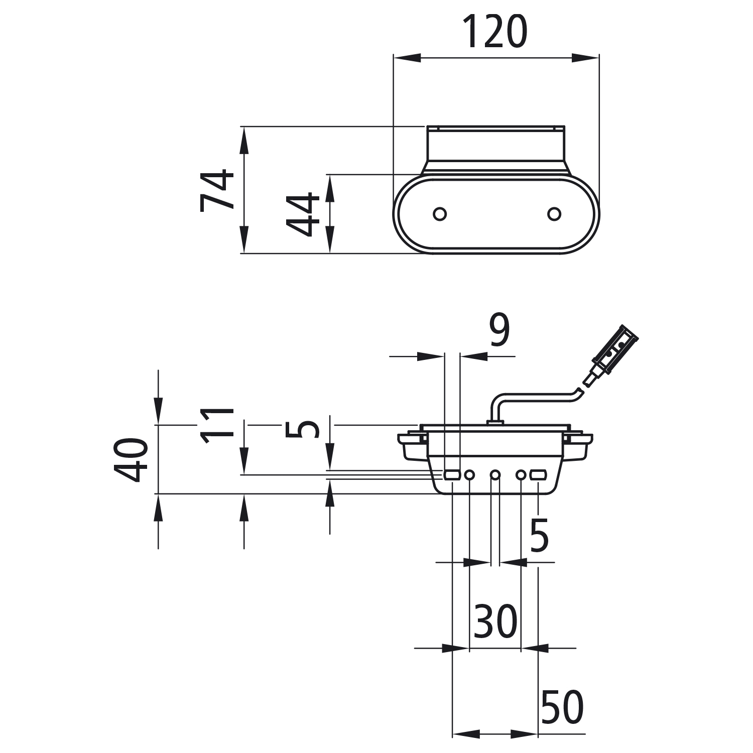 LED Seitenmarkierungsleuchte Unipoint mit Winkelhalter