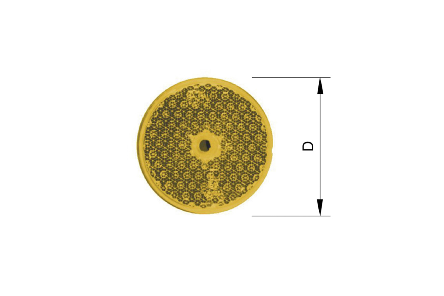 Rückstrahler gelb rund Durchmesser 60mm selbstklebend und Bohrloch