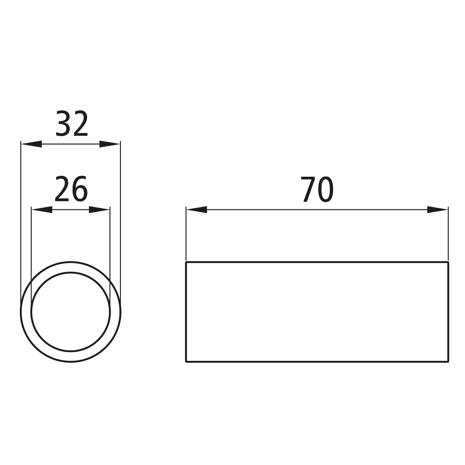 Messingbuchse 26 x 32 x 70mm 