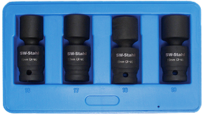IMPACT-Steckschlüsseleinsätze 1/2" 16-19 mm mit Gelenk 4-teilig