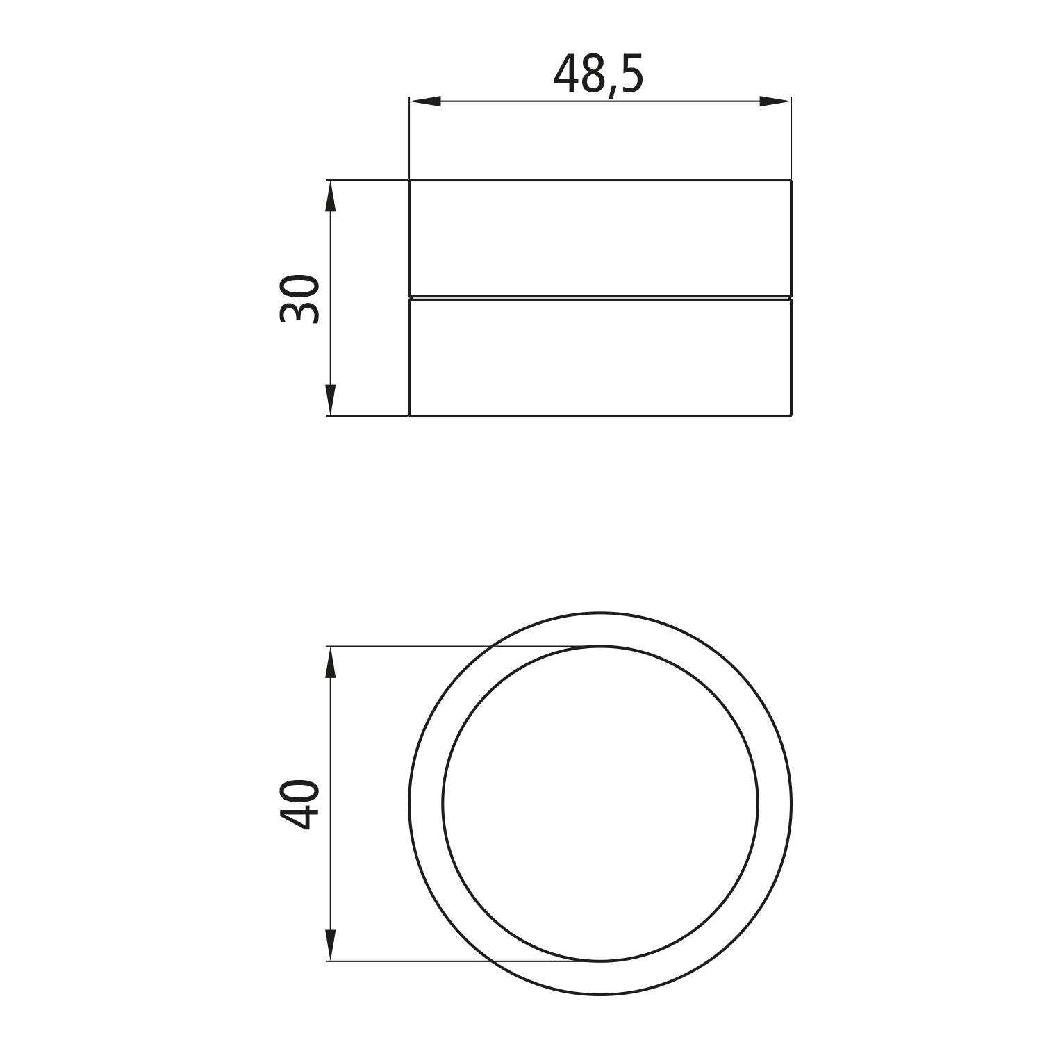 Zugösenbuchse 48,5mm geschlossene Ausführung