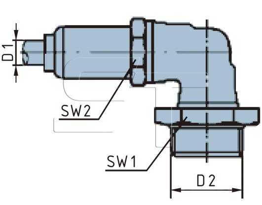 Winkel-Schott-Verbinder M22x1,5 auf 16mm Rohr  