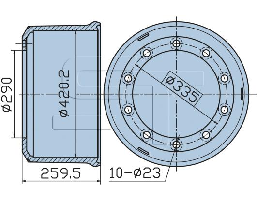 Bremstrommel passend für BPW-HS Achsen 420x200