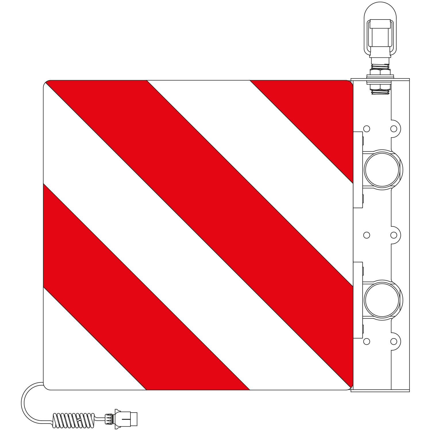 Warntafel für Überbreite hinten rechts 423 x 423mm mit Adapter für Rundumleuchte