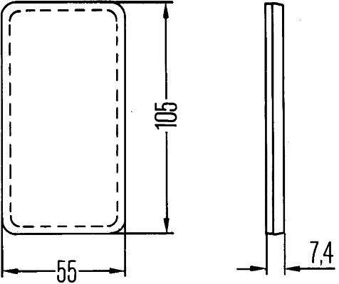 Rückstrahler gelb 105x55mm selbstklebend 