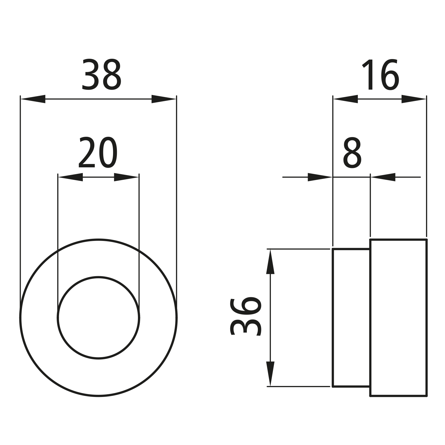 Anschweißbuchse 20mm ohne Nut 