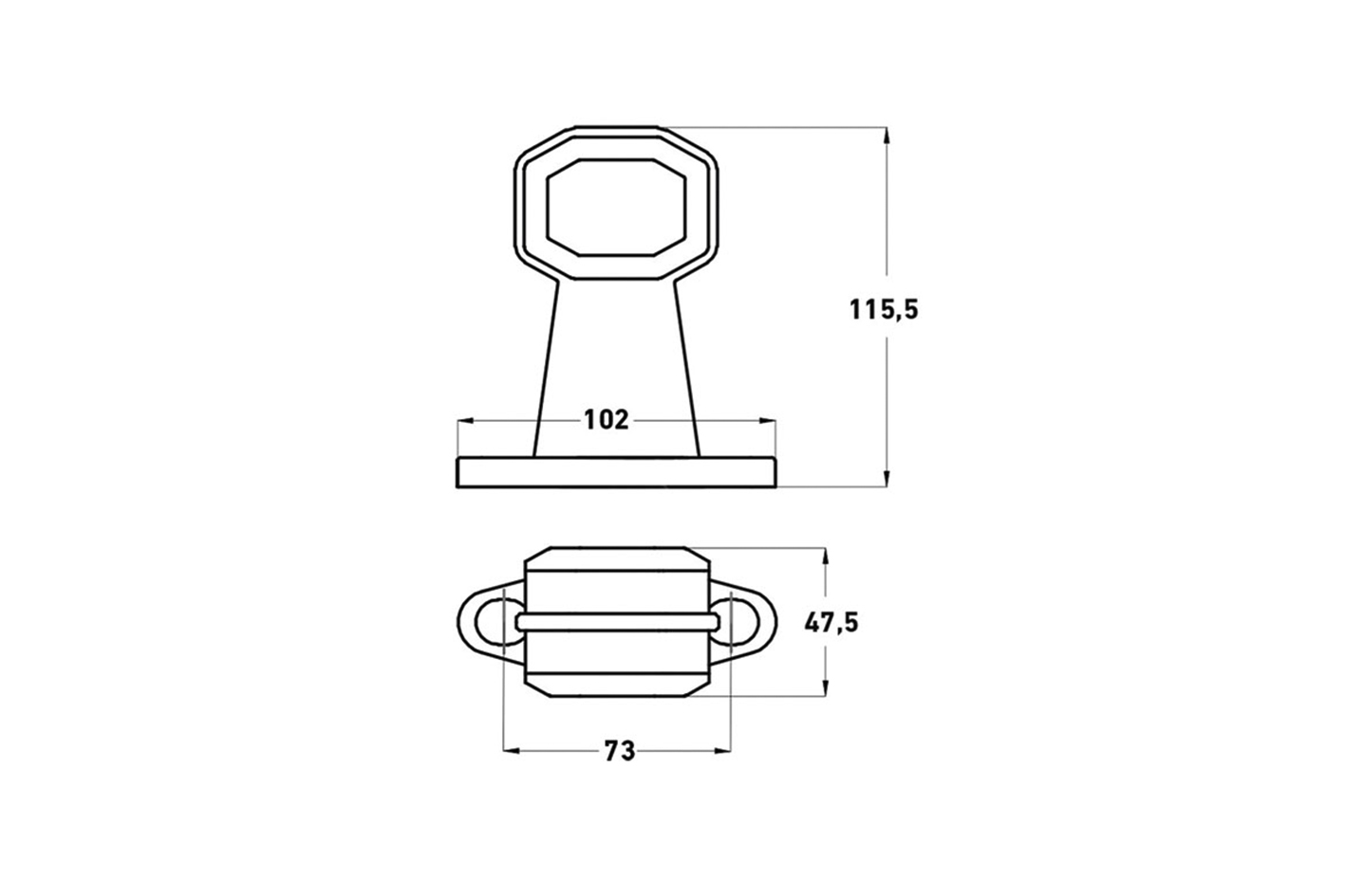 LED Begrenzungsleuchte 24V  Anbau links / rechts kurze Version 