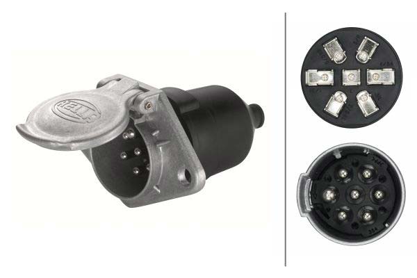 Steckdose 24 Volt 7 polig mit Kontaktstift ISO 1185 mit 16x Flachsteckanschluss