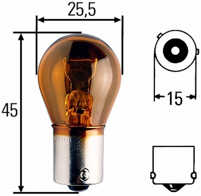 Glühlampe 24 Volt / 21 Watt BAU 15s  Amber für klare Blinkleuchten