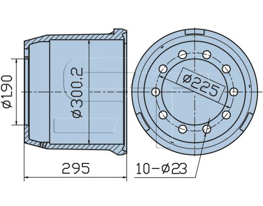 Bremstrommel passend für BPW-NH / NR Achsen 300x200