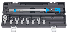  Profi Drehmomentschlüssel mit Einsteckringschlüsseln und Einsteck-Umschaltknarre, 40 Nm-200 Nm, 9-teilig
