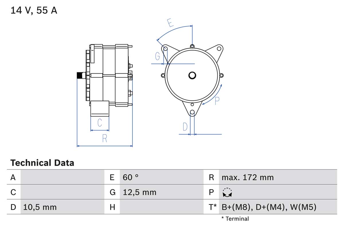 Lichtmaschine 14V / 55A passend für MAN / Mercedes-Benz 
