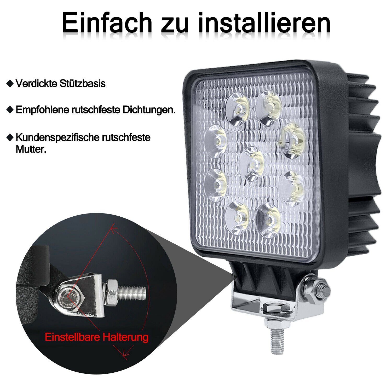 Arbeitsscheinwerfer mit 9 Leuchtdioden 2200 Lumen