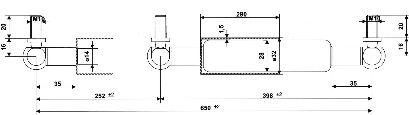 Gasdruckfeder 2500 N