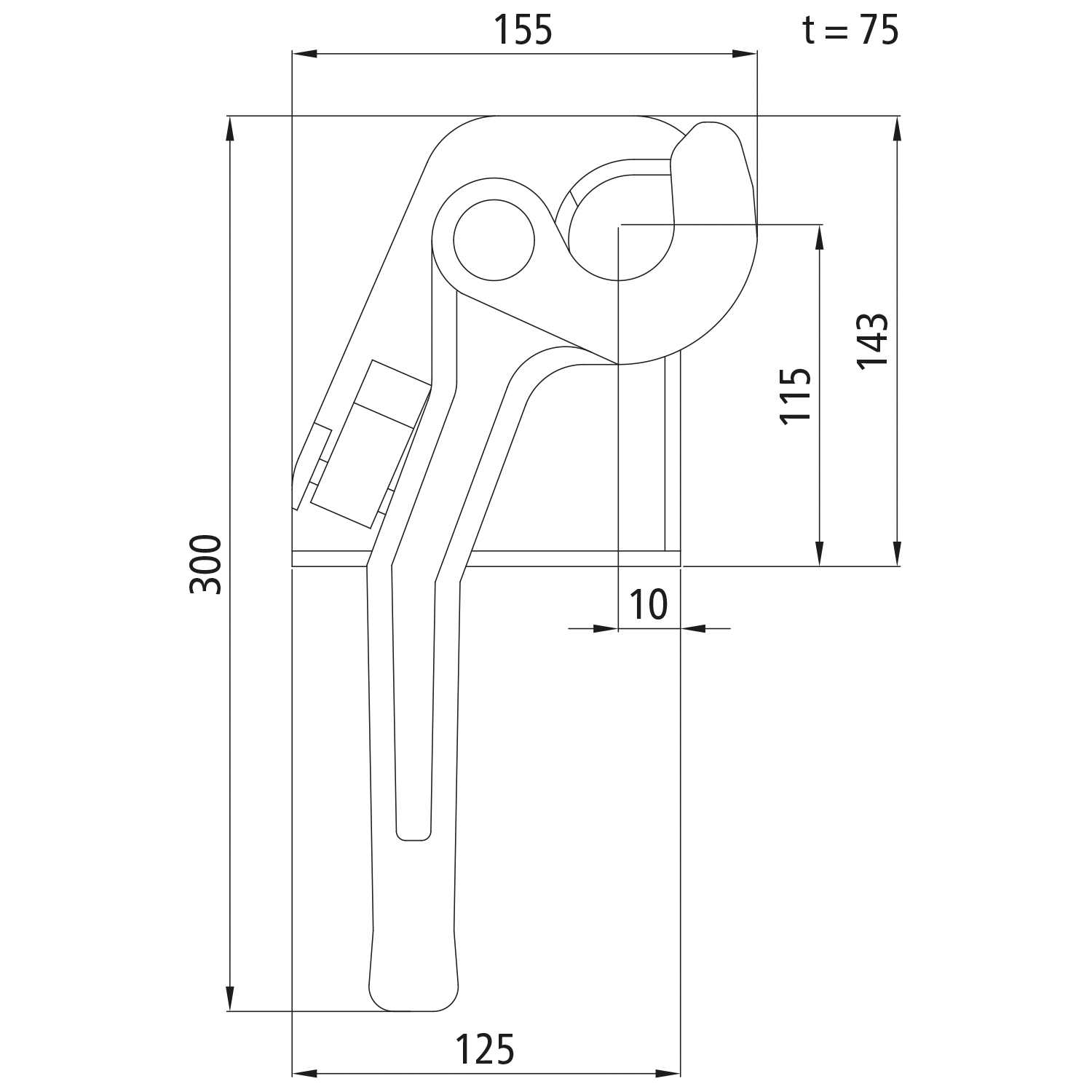 Pendelverschluss H 114 ab 4,5 t links 