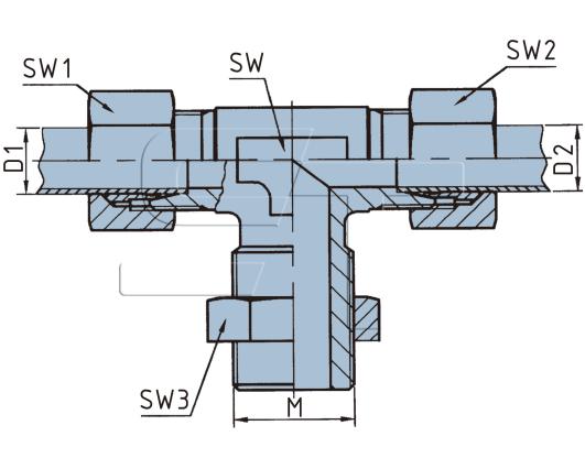 T- Verschraubung für 8 mm Rohr, mittig M12x1,5 einschraubbar