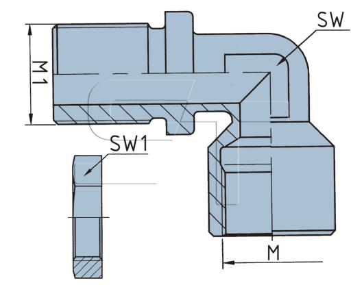 Winkelstück M22 x 1,5 auf Innengewinde M22 x 1,5 