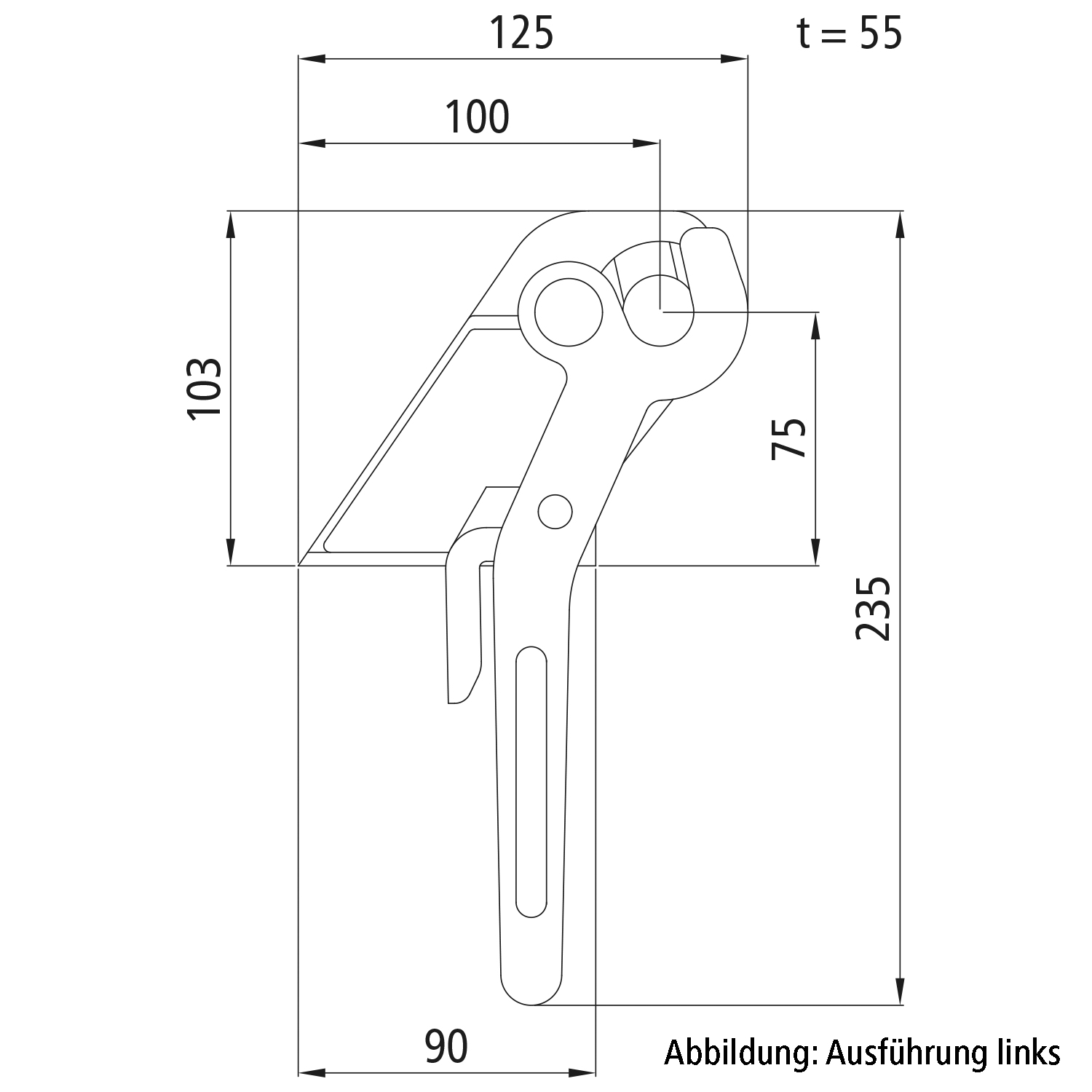 Pendelverschluss H 114 bis 4,5 t rechts