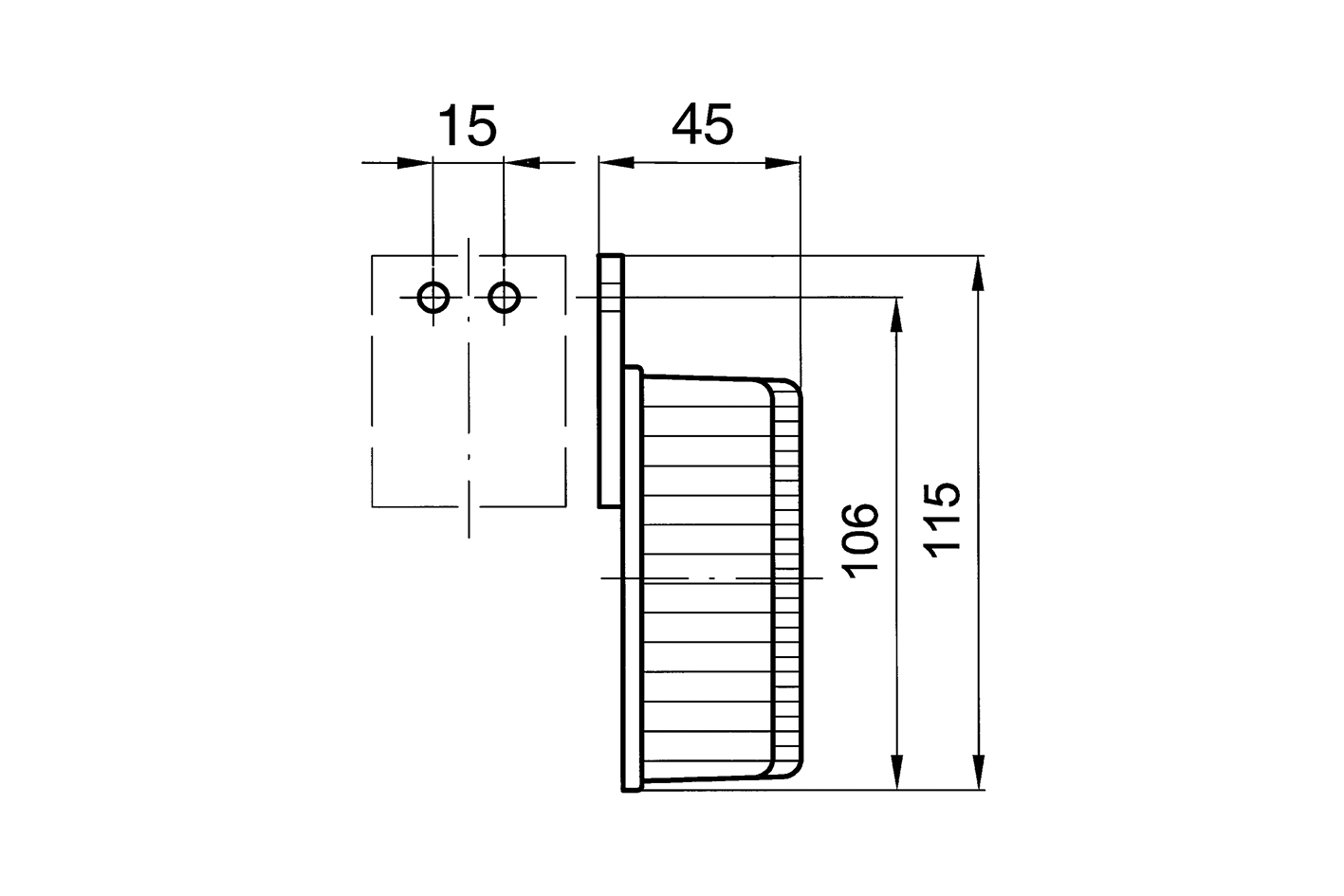 Umrissleuchte 12 / 24 Volt für linken und rechten Anbau mit Pendelhalter