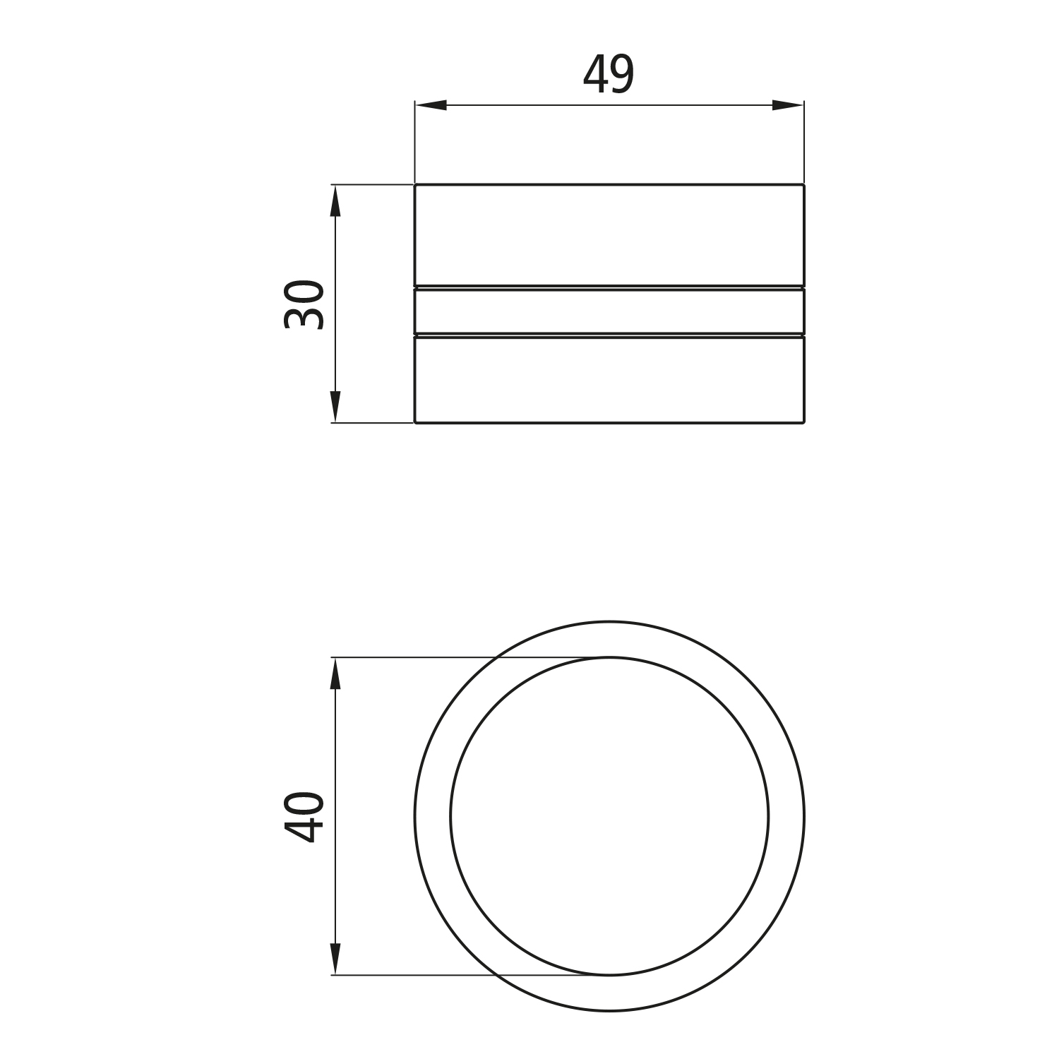 Zugösenbuchse 49mm geschlossene Ausführung 